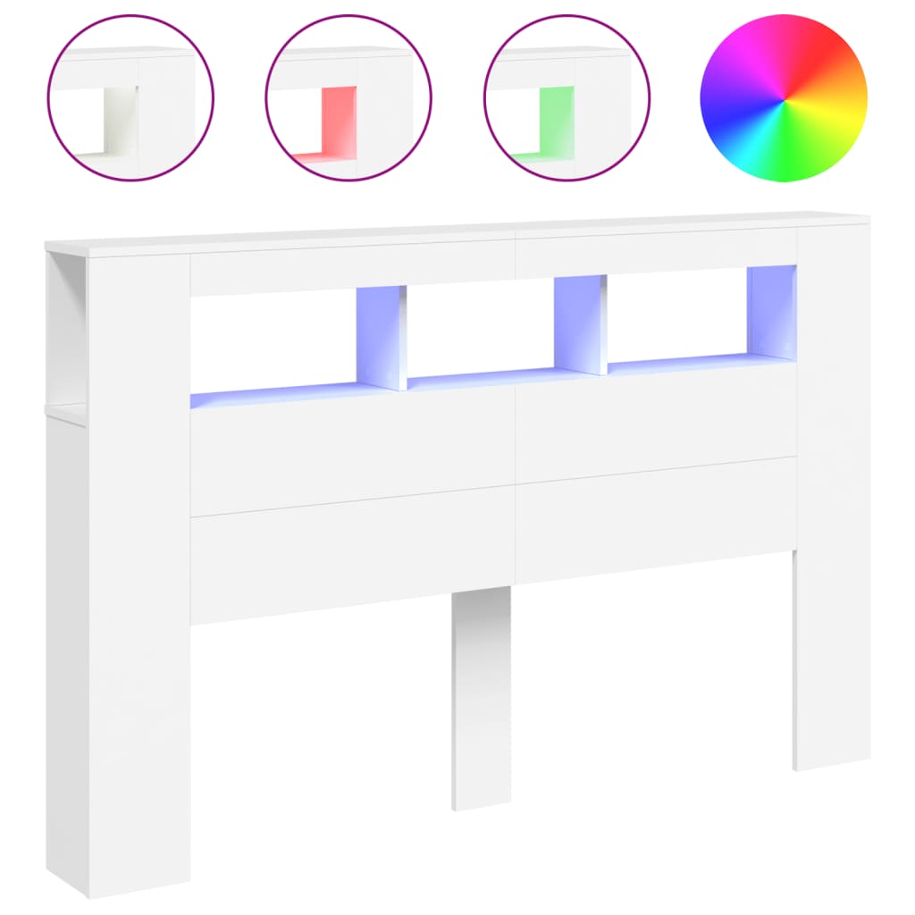 LED Headboard White 160x18,5x103,5 cm Engineered Wood