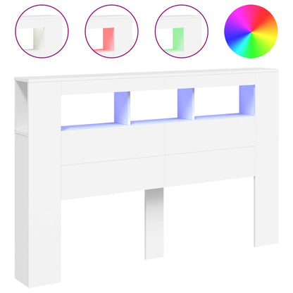 LED Headboard White 160x18,5x103,5 cm Engineered Wood