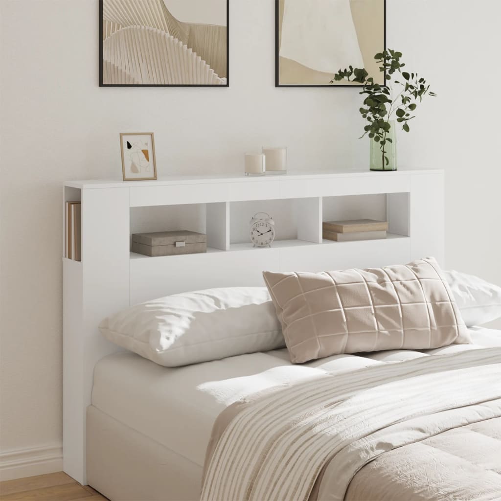 LED Headboard White 160x18,5x103,5 cm Engineered Wood