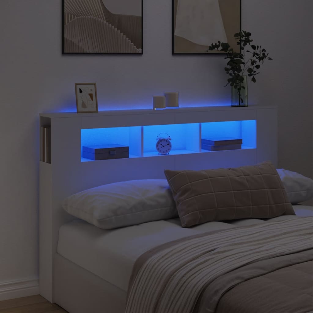 LED Headboard White 160x18,5x103,5 cm Engineered Wood