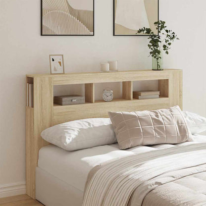 LED Headboard Sonoma Oak 160x18.5x103.5 cm Engineered Wood