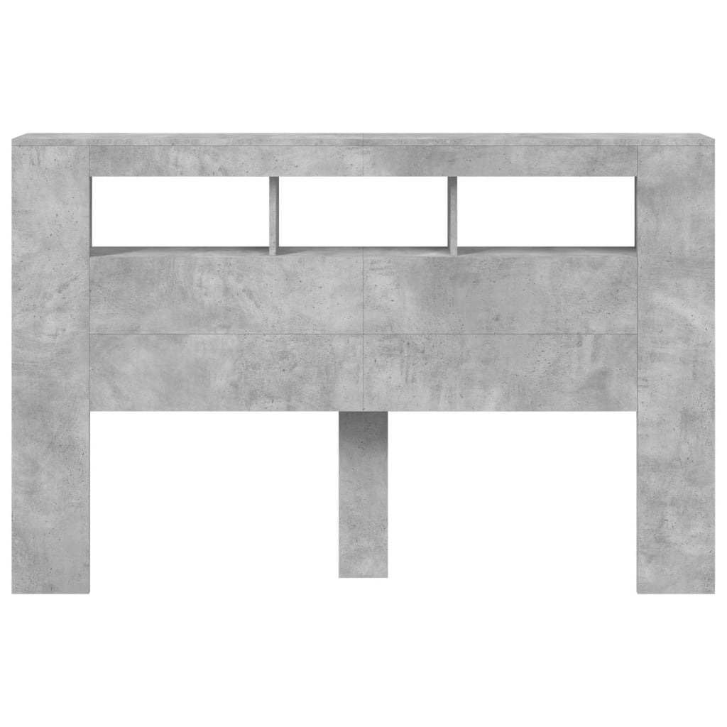 LED Headboard Concrete Grey 160x18.5x103.5 cm Engineered Wood