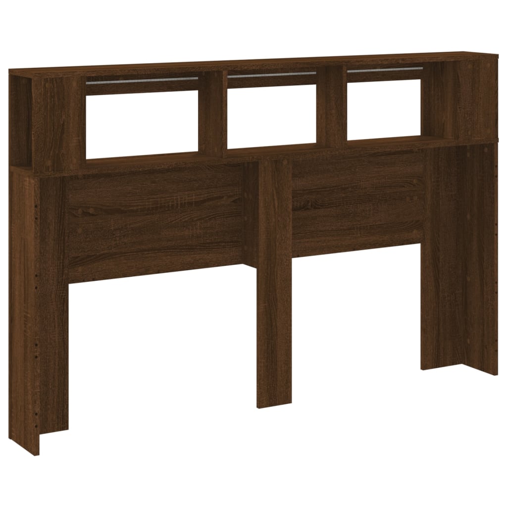 LED Headboard Brown Oak 160x18.5x103.5 cm Engineered Wood