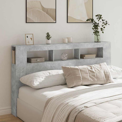 LED Headboard Concrete Grey 180x18.5x103.5 cm Engineered Wood