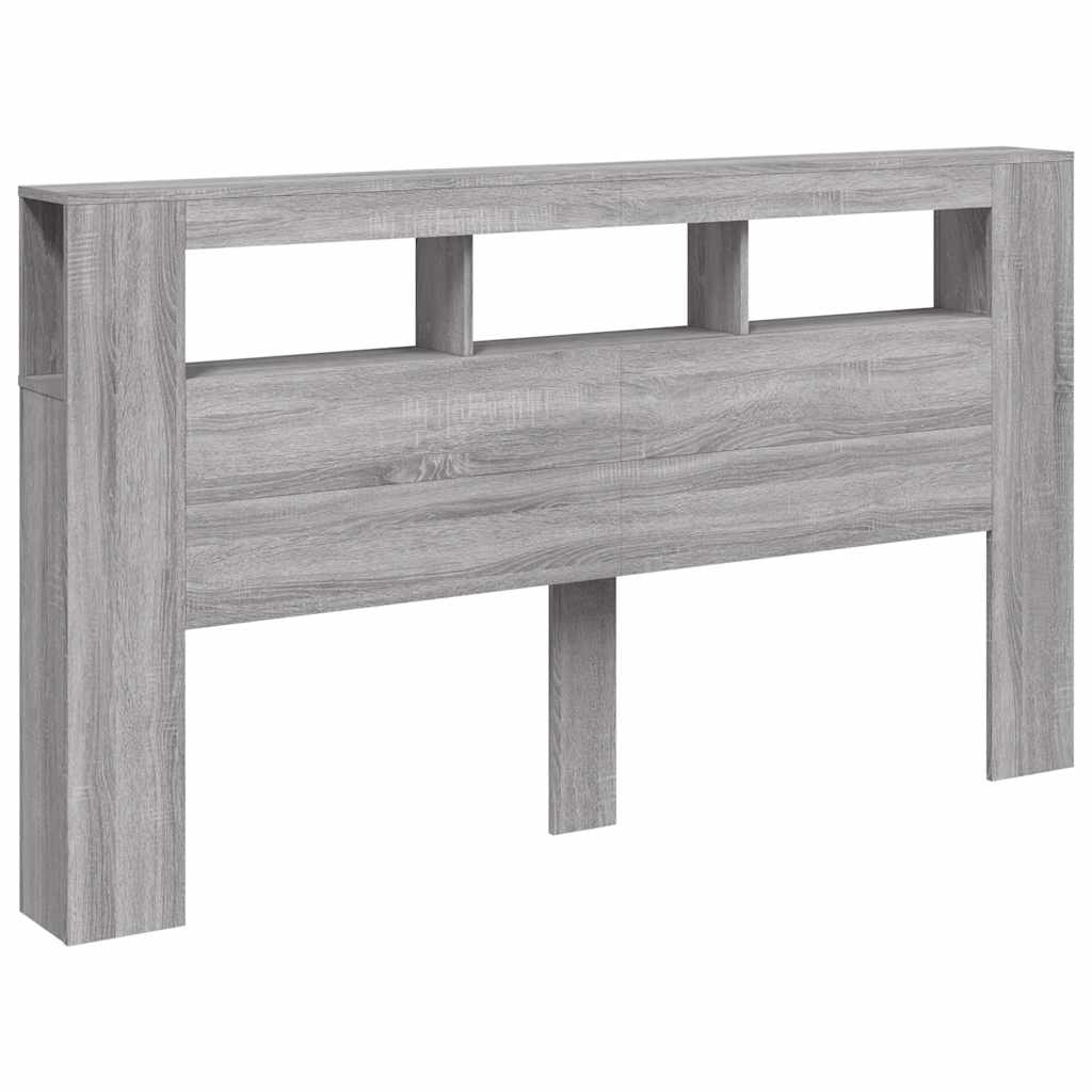 LED Headboard Grey Sonoma 180x18.5x103.5 cm Engineered Wood