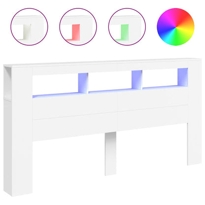 LED Headboard White 200x18,5x103,5 cm Engineered Wood