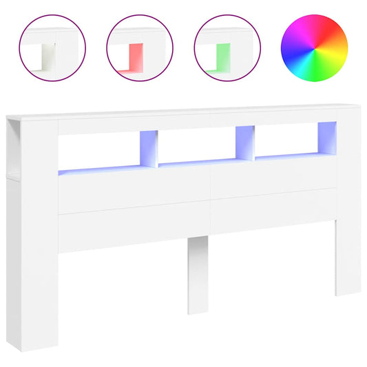 LED Headboard White 200x18,5x103,5 cm Engineered Wood