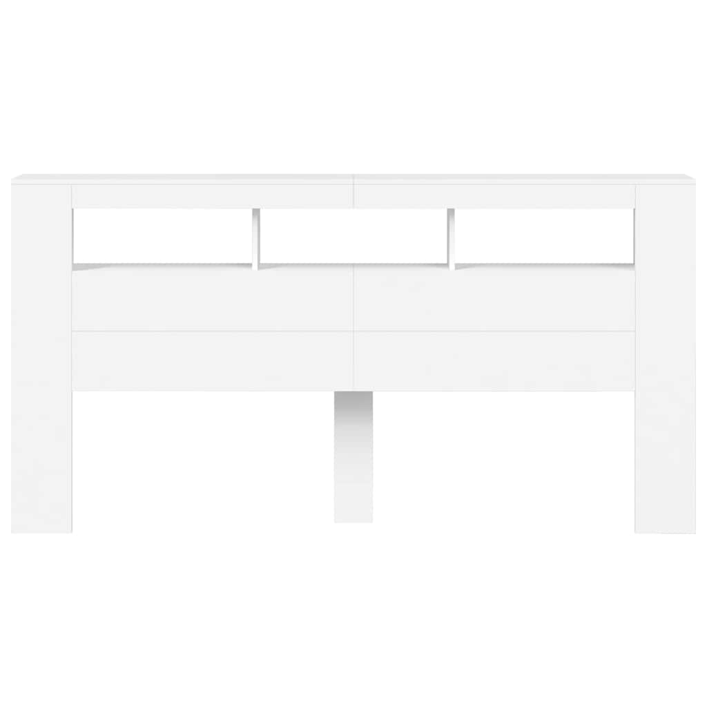 LED Headboard White 200x18,5x103,5 cm Engineered Wood