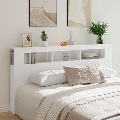 LED Headboard White 200x18,5x103,5 cm Engineered Wood