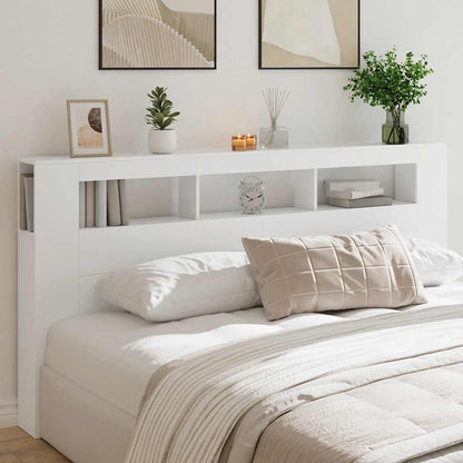 LED Headboard White 200x18,5x103,5 cm Engineered Wood