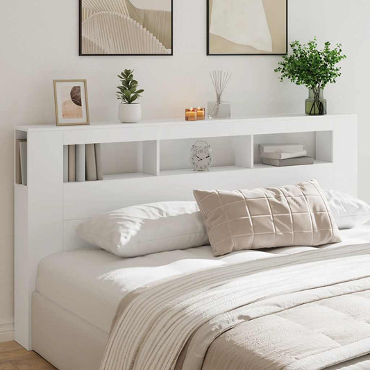 LED Headboard White 200x18,5x103,5 cm Engineered Wood