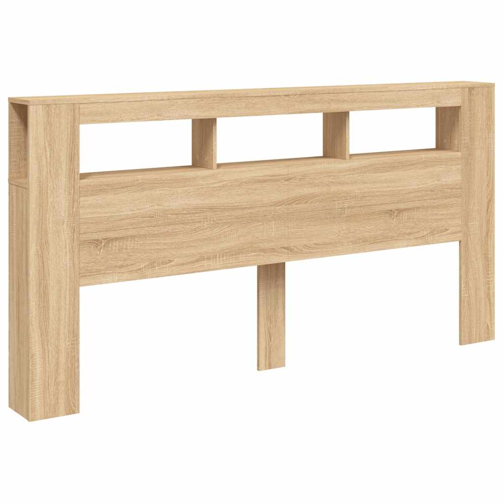 LED Headboard Sonoma Oak 200x18,5x103,5 cm Engineered Wood