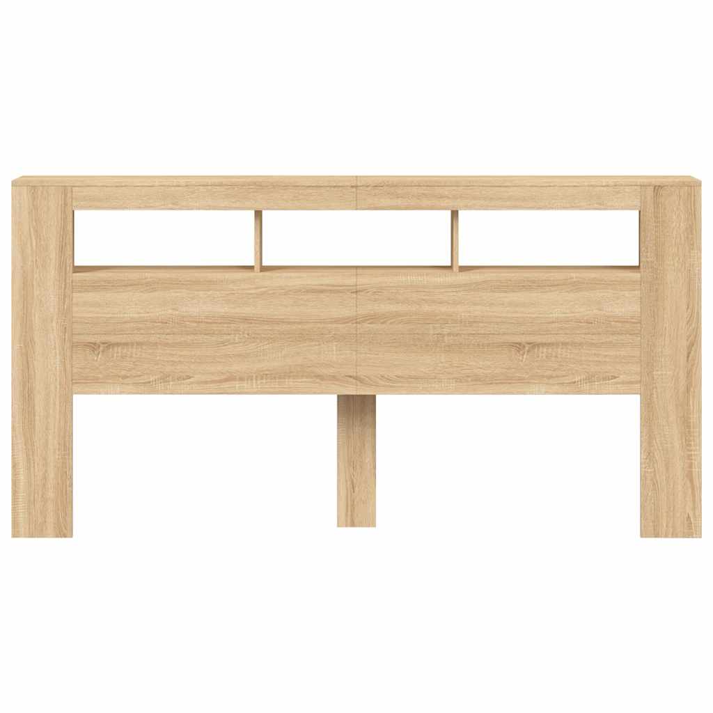 LED Headboard Sonoma Oak 200x18,5x103,5 cm Engineered Wood