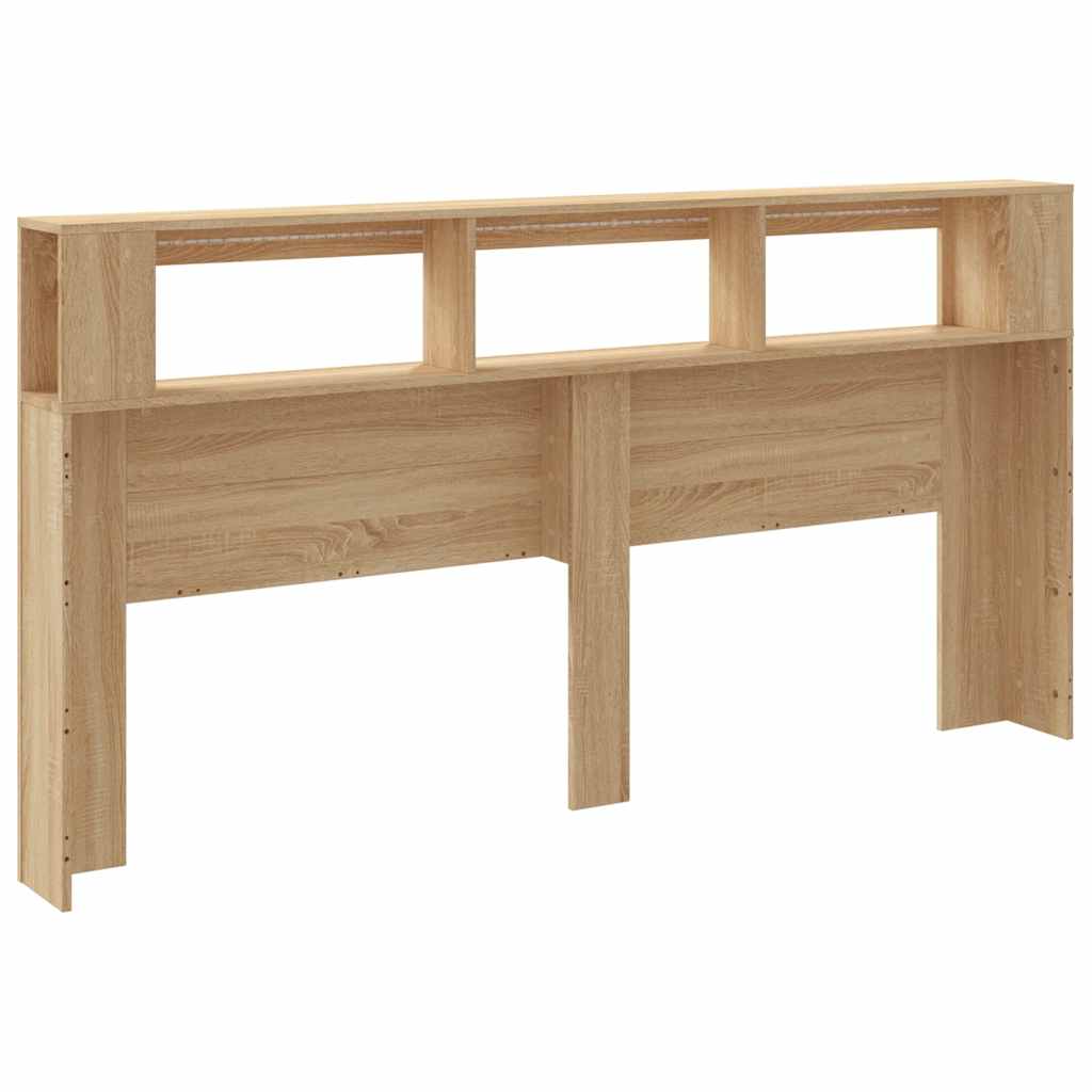 LED Headboard Sonoma Oak 200x18,5x103,5 cm Engineered Wood