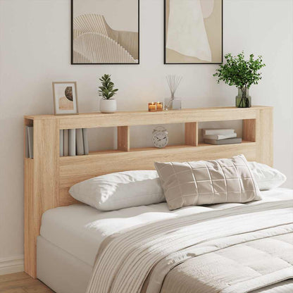 LED Headboard Sonoma Oak 200x18,5x103,5 cm Engineered Wood