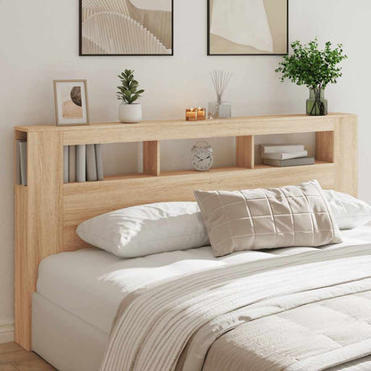 LED Headboard Sonoma Oak 200x18,5x103,5 cm Engineered Wood