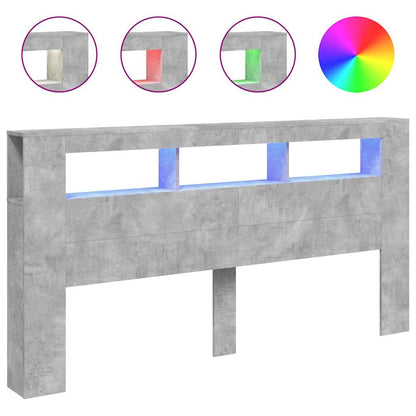 LED Headboard Concrete Grey 200x18,5x103,5 cm Engineered Wood