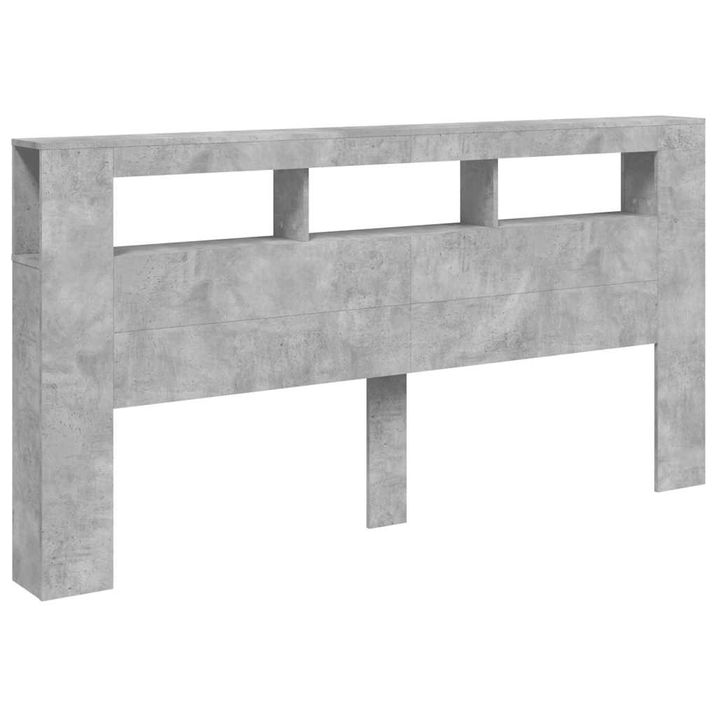 LED Headboard Concrete Grey 200x18,5x103,5 cm Engineered Wood