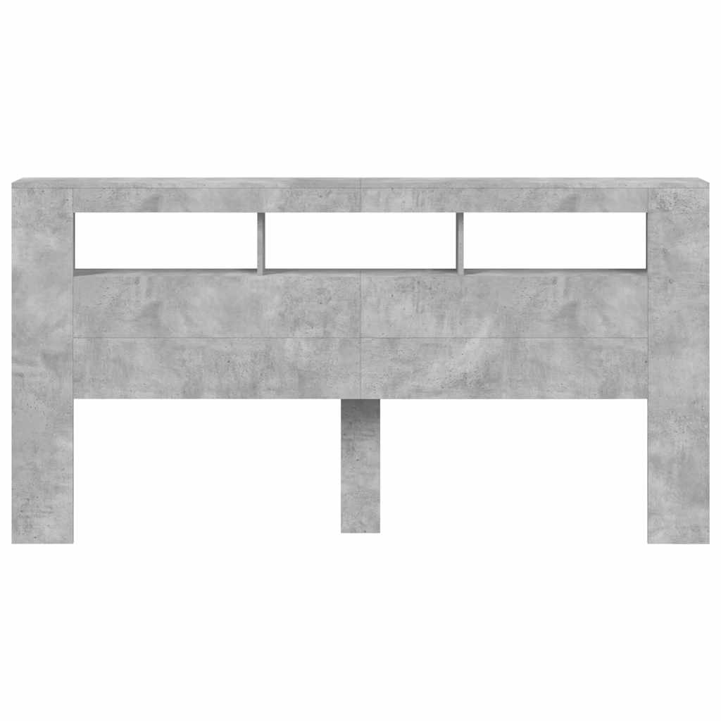 LED Headboard Concrete Grey 200x18,5x103,5 cm Engineered Wood