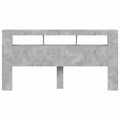 LED Headboard Concrete Grey 200x18,5x103,5 cm Engineered Wood