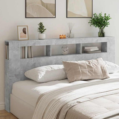 LED Headboard Concrete Grey 200x18,5x103,5 cm Engineered Wood