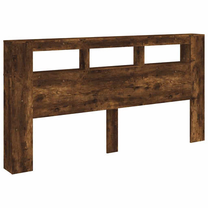 LED Headboard Smoked Oak 200x18,5x103,5 cm Engineered Wood