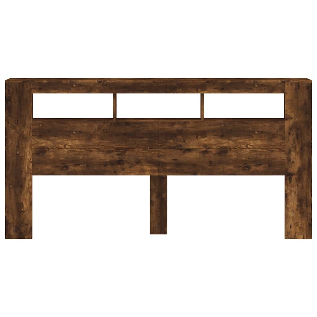 LED Headboard Smoked Oak 200x18,5x103,5 cm Engineered Wood
