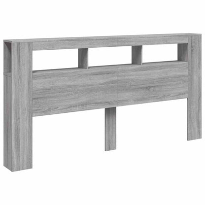 LED Headboard Grey Sonoma 200x18,5x103,5 cm Engineered Wood