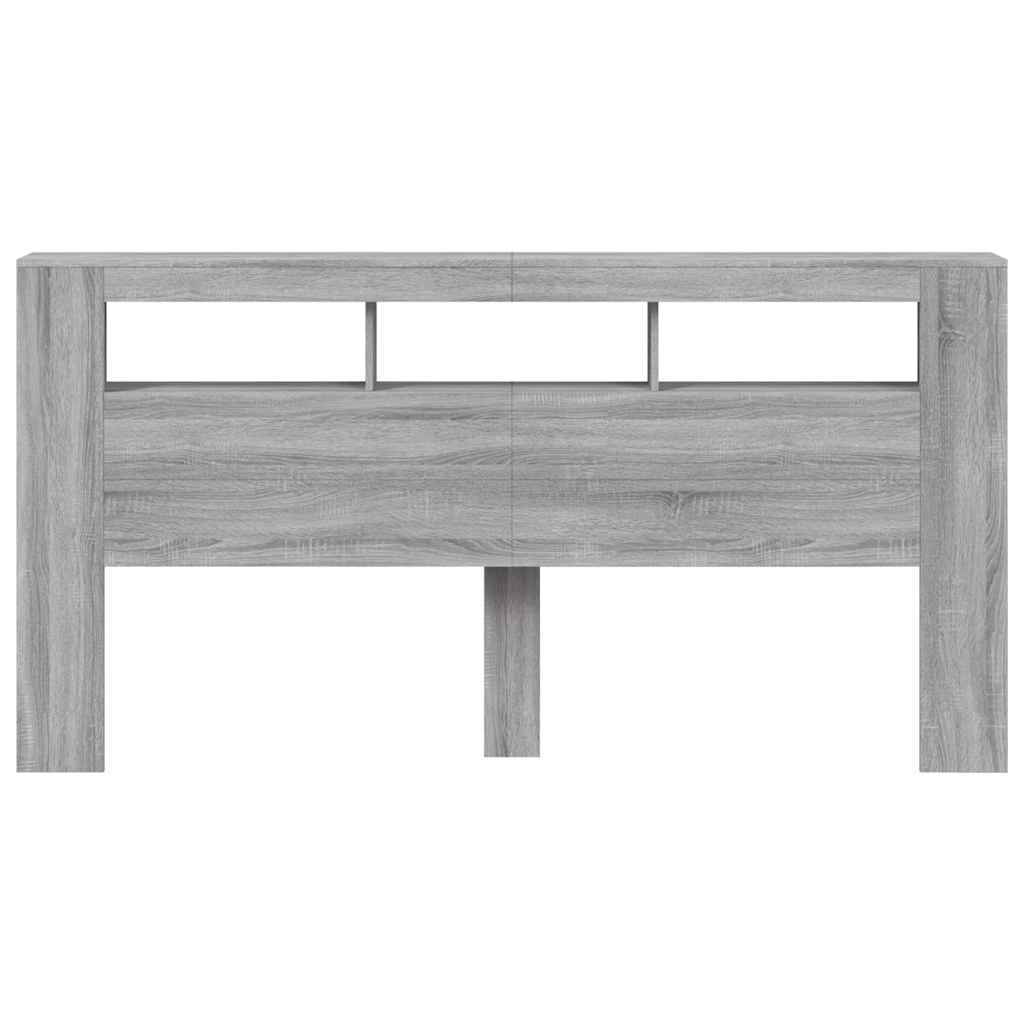 LED Headboard Grey Sonoma 200x18,5x103,5 cm Engineered Wood