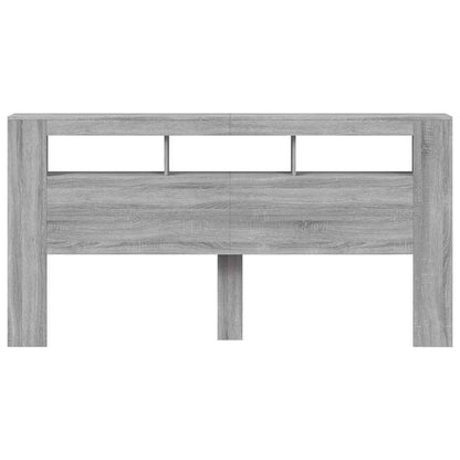 LED Headboard Grey Sonoma 200x18,5x103,5 cm Engineered Wood