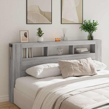 LED Headboard Grey Sonoma 200x18,5x103,5 cm Engineered Wood
