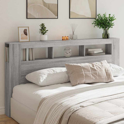 LED Headboard Grey Sonoma 200x18,5x103,5 cm Engineered Wood
