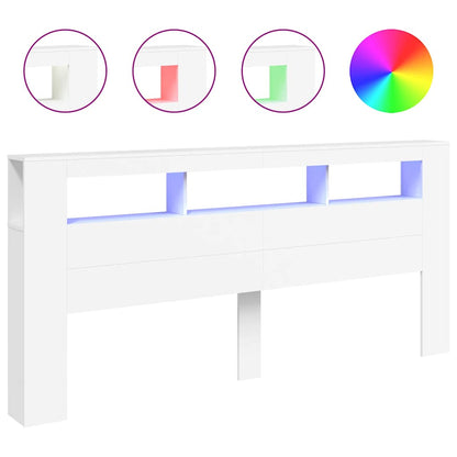 LED Headboard White 220x18,5x103,5 cm Engineered Wood