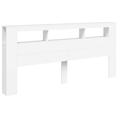LED Headboard White 220x18,5x103,5 cm Engineered Wood