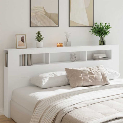 LED Headboard White 220x18,5x103,5 cm Engineered Wood