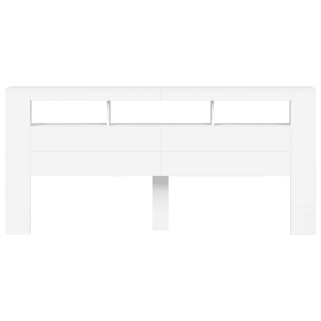 LED Headboard White 220x18,5x103,5 cm Engineered Wood