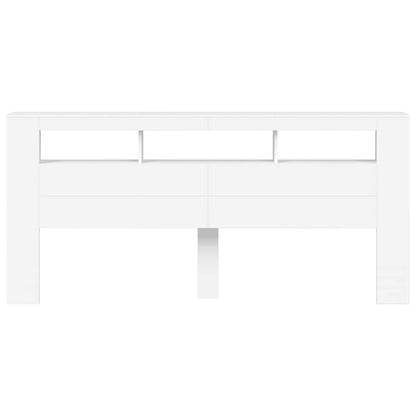 LED Headboard White 220x18,5x103,5 cm Engineered Wood