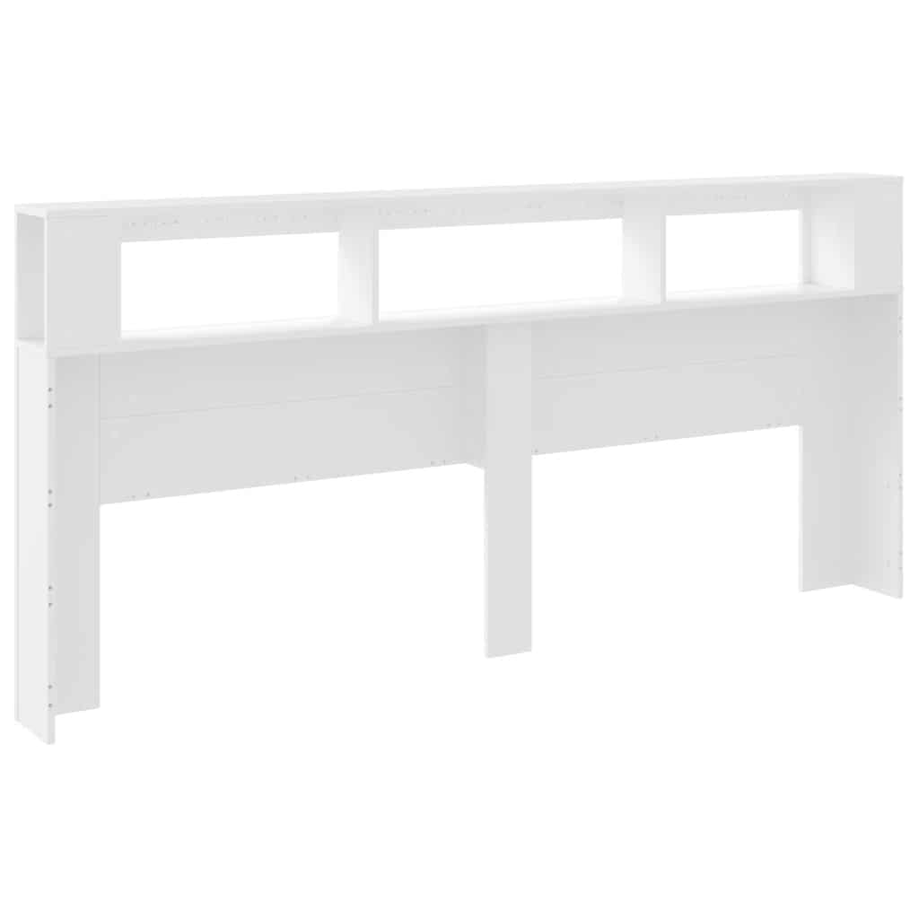 LED Headboard White 220x18,5x103,5 cm Engineered Wood