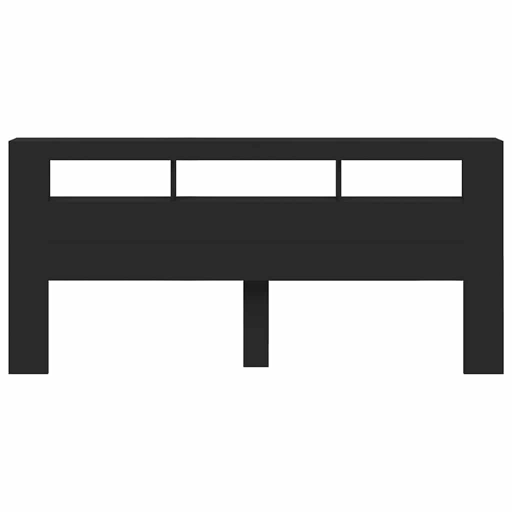 LED Headboard Black 220x18.5x103.5 cm Engineered Wood