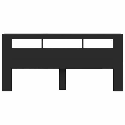 LED Headboard Black 220x18.5x103.5 cm Engineered Wood