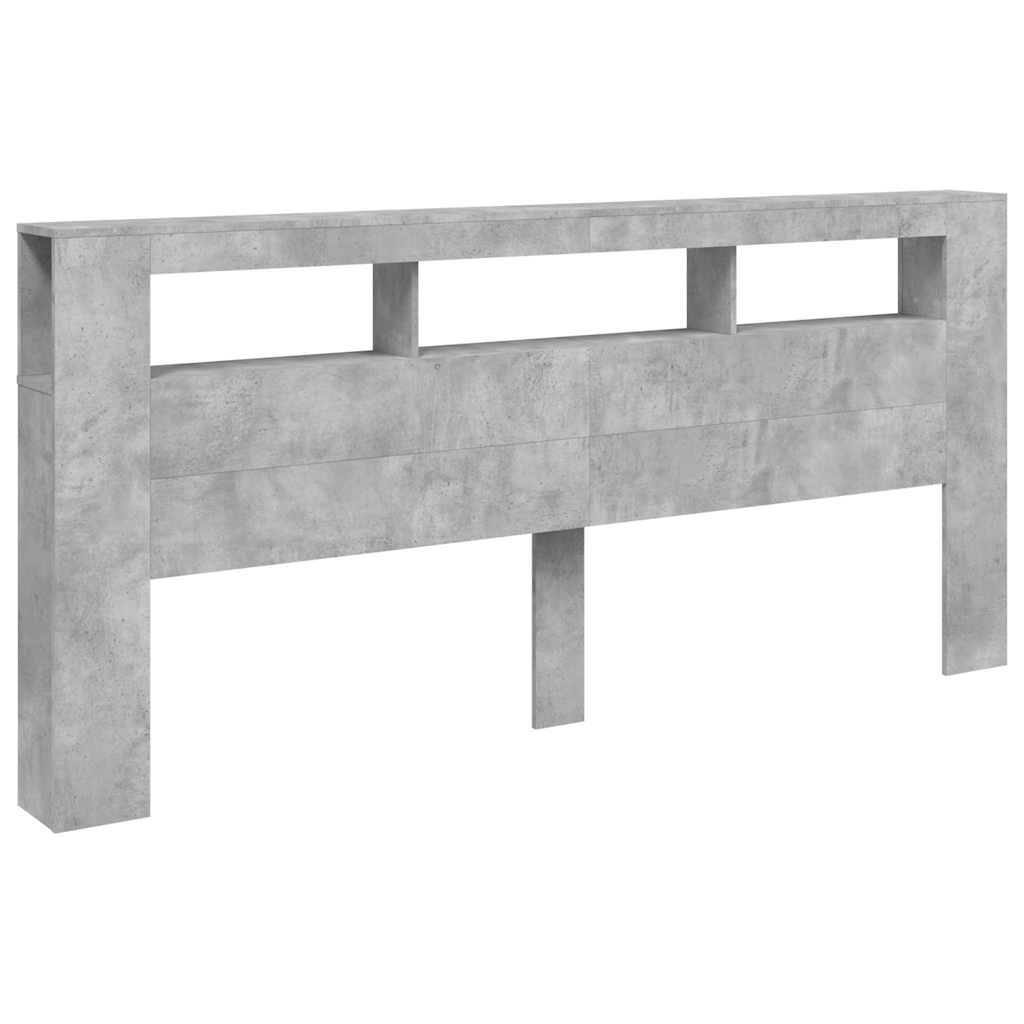 LED Headboard Concrete Grey 220x18,5x103,5 cm Engineered Wood