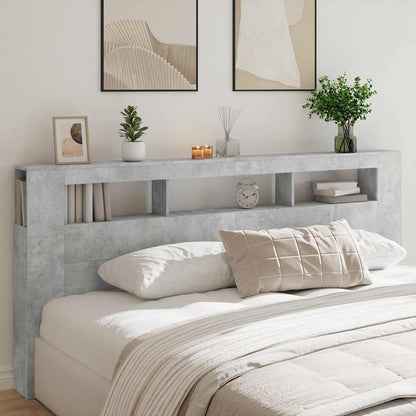 LED Headboard Concrete Grey 220x18,5x103,5 cm Engineered Wood