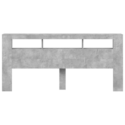 LED Headboard Concrete Grey 220x18,5x103,5 cm Engineered Wood