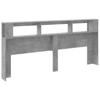LED Headboard Concrete Grey 220x18,5x103,5 cm Engineered Wood