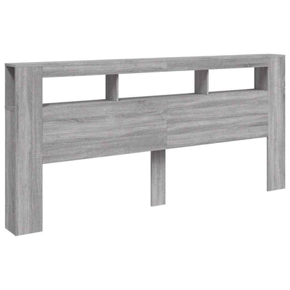 LED Headboard Grey Sonoma 220x18,5x103,5 cm Engineered Wood