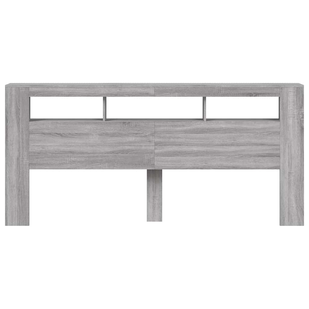 LED Headboard Grey Sonoma 220x18,5x103,5 cm Engineered Wood