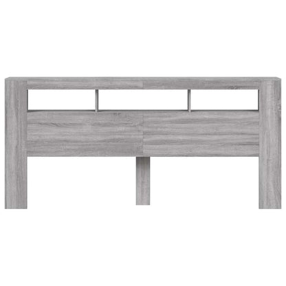 LED Headboard Grey Sonoma 220x18,5x103,5 cm Engineered Wood