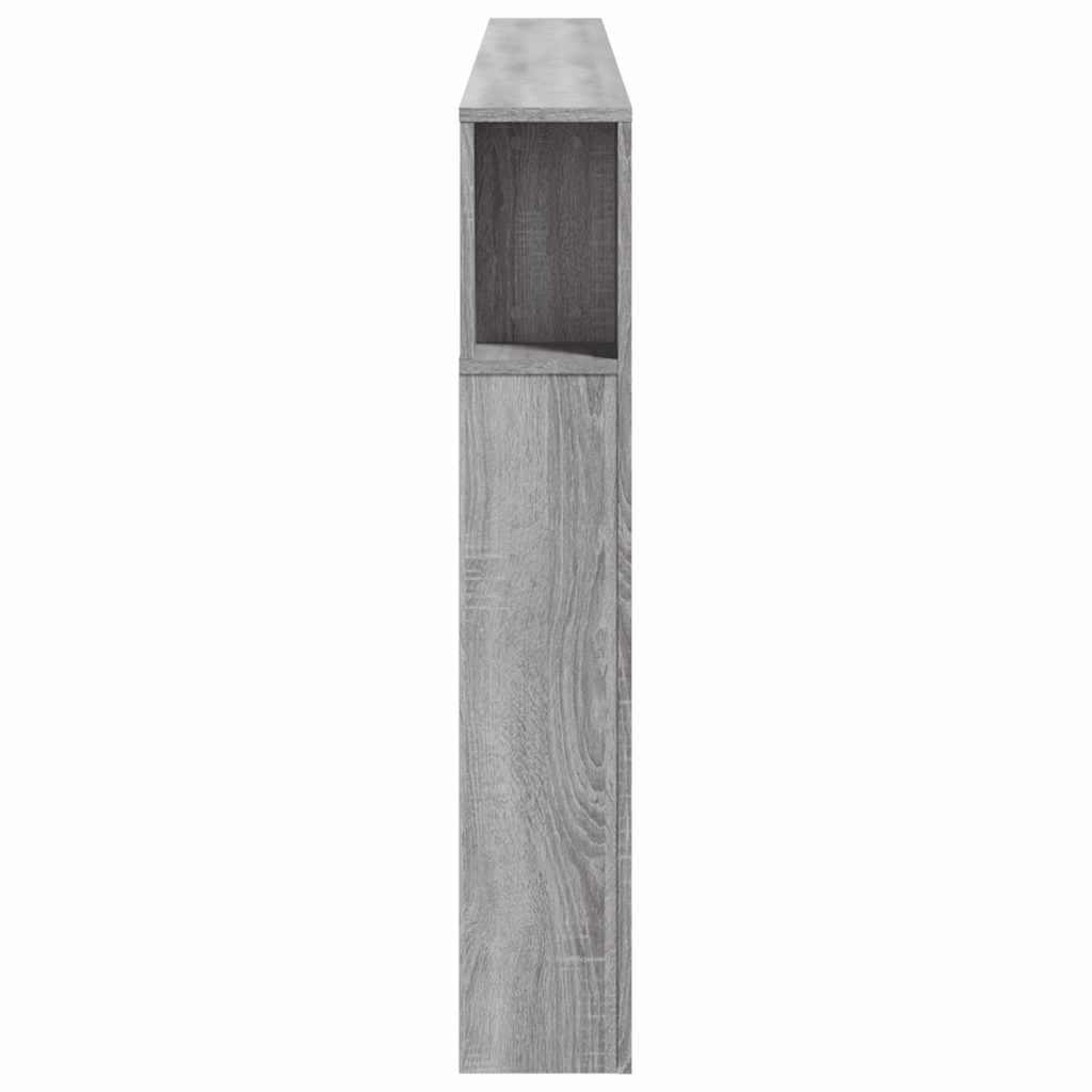 LED Headboard Grey Sonoma 220x18,5x103,5 cm Engineered Wood