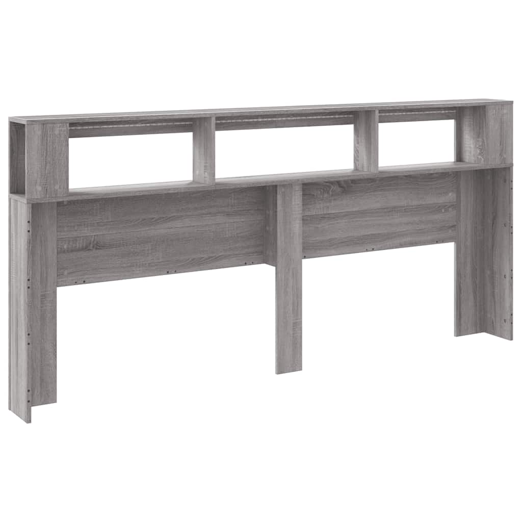LED Headboard Grey Sonoma 220x18,5x103,5 cm Engineered Wood