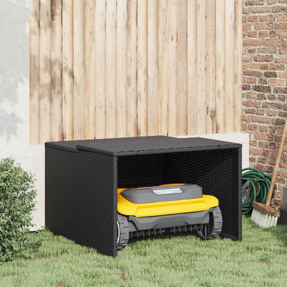 Robot Mower Garage Black 86x90x52/57 cm Poly Rattan